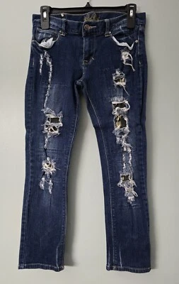 Jeans Red Remache Envejecido Forro Ejército Destruido Corte Bota Acampanado Juniors Talla 7 Foto 1 de 4