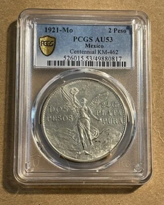 Mexico - 1921 Large Silver 2 Pesos (PCGS AU 53) - Popular - Image 1 of 4