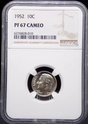 1952 Roosevelt Dime ProNGC Graded PF67 Cameo. - Image 1 of 4