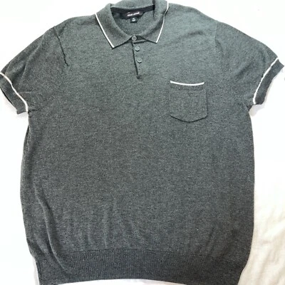 Vintage 60’s XL  48”x28” Knit Polo Mad Men Cosplay Gray Pink Trim MCM - Image 1 of 4