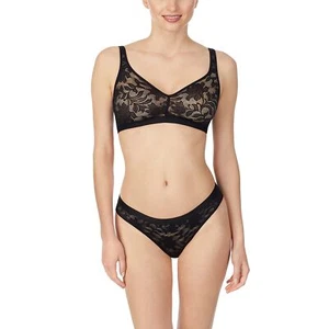 Le Mystere Women's Modern Classics Wireless Bra, Seamless Stretch Lace, Black, - Picture 1 of 2
