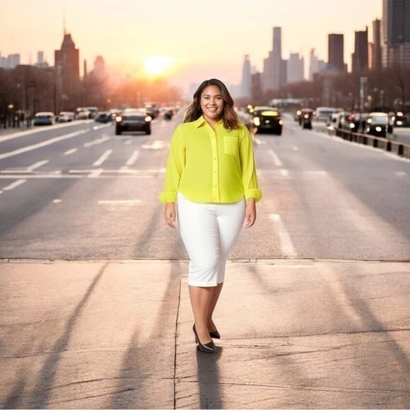 Blusa Para Mujer BONGO Lima Transparente Top Manga Larga Botón Delantero Crochet Espalda Camisa Foto 1 de 4