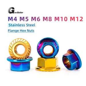 M4 M5 M6 M8 M10 M12 Flange Hex Nuts Stainless Steel, For Motorcycle Bike Locking - Picture 1 of 22