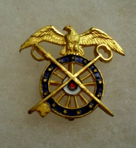 1920'S OVERSIZED QM ENAMEL BRASS WITH LG DROOP STYLE EAGLE WING OLD DROP IN PIN - Picture 1 of 2