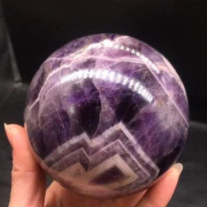100mm Natural Chevron Amethyst Ball Quartz Crystal Sphere Healing Decorat+ Stand - Picture 1 of 21