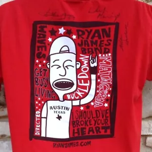 Von Ryan James Band signiertes T-Shirt Herren Medium Austin TX 2007 Regie CD Tour - Bild 1 von 8