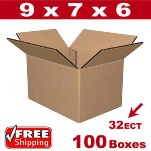 100 - 9x7x6 Cardboard Boxes Mailing Packing Shipping Box 32ECT Corrugated Carton - Picture 1 of 1