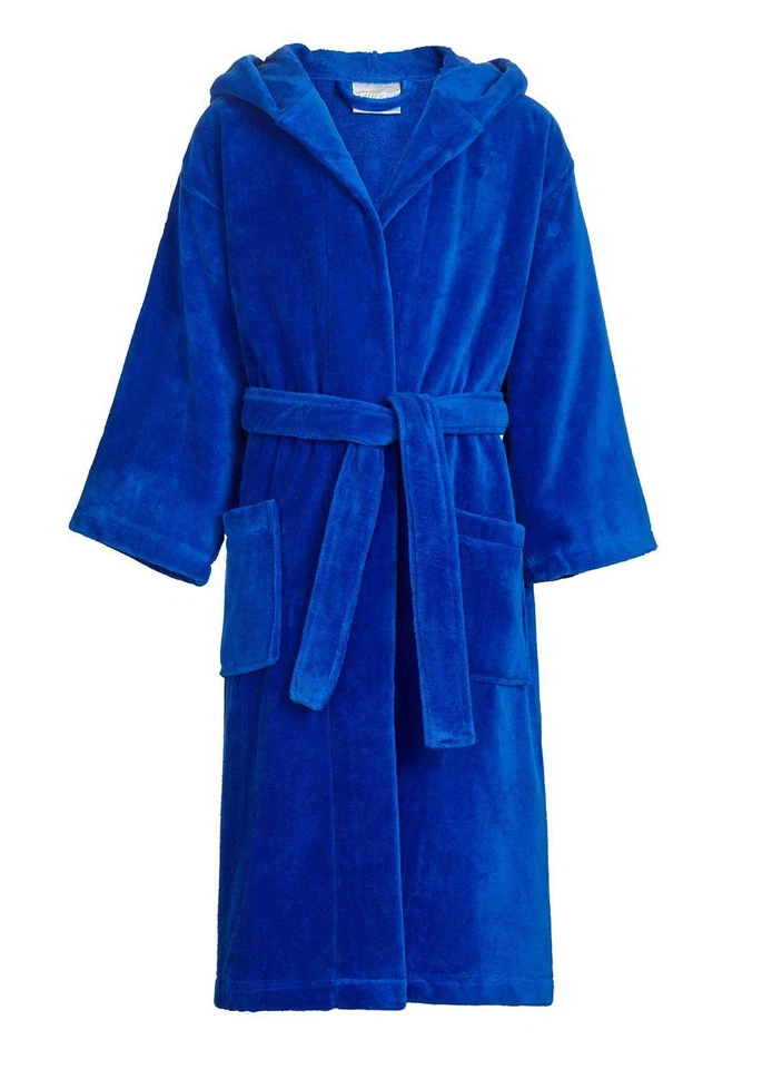 100% Cotton ROYAL BLUE Velour Terry HOODED Bath Robe Unisex KIDS Large - Image 1 of 1