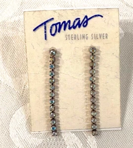 Vintage Tomas Sterlingsilber markiert auf Pfosten Strass baumelnde Ohrringe - Bild 1 von 2