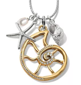 NWT Brighton SEA SHORE NAUTILUS Convertible Necklace Gold Shell Starfish MRP$108 - Picture 1 of 6
