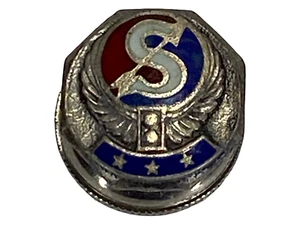 Prendedor de servicio de plata esterlina alas redondas 3 estrellas rojo azul blanco letra S flecha - Imagen 1 de 9