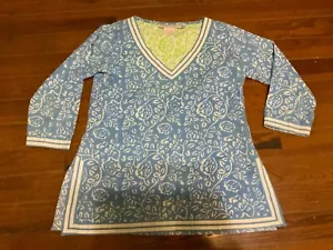 Blusa Boho Gretchen Scott Designs Top Mujer Mediana M Azul Cuello en V Damas Camisa - Imagen 1 de 6