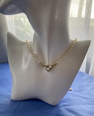 Alwand Vahan 10k Yellow Solid Gold Genuine Diamonds & Pearl Necklace  - Image 1 of 4