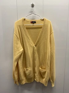 Shephe 100% gelb Kaschmir Strickjacke Pullover XXXL Opa Tasche Knopfleiste - Bild 1 von 4