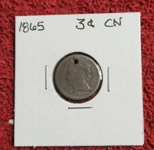 1865 circulated Three Cent Nickel - Picture 1 of 2
