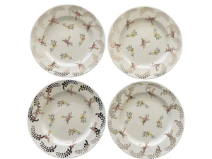 Set 4 Anthropologie Modern Victorian Floral Salad Dessert Plates 8" Metallic - Picture 1 of 5