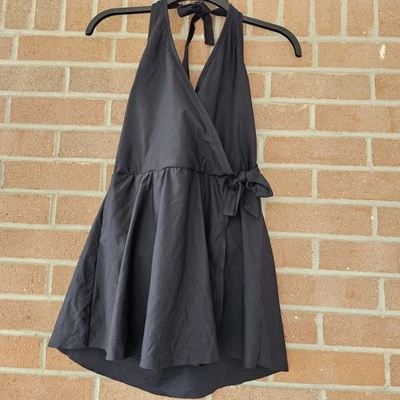 Apt 9 Traje de Baño Una Pieza Vestido de Natación Falda Halter Cuello Envolvente Negro Sólido L  Foto 1 de 4