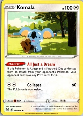 Komala Normal Uncommon SWSH11: Lost Origin 149/196 NM - Image 1 of 2