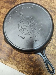 "Fully Restored" GRISWOLD #8 CAST IRON SKILLET Slant Logo Seasoned Flat - Picture 1 of 6