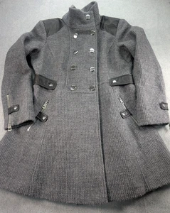 Guess Damen Peacoat zweireihig grau Wollmischung mit Kunstlederakzenten - Bild 1 von 19