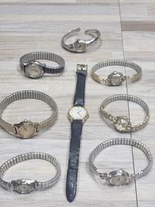 Vintage Lot Of 8 Ladies Watch Lot. Bulova, Seiko, Benrus, Waltham, For Parts - Picture 1 of 16