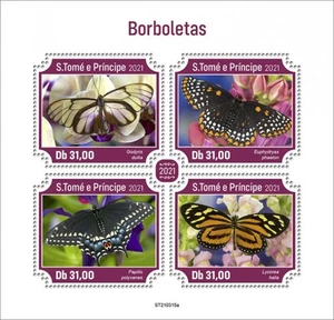 St Thomas - 2021 Butterflies, Glasswing, Swallowtail - 4 Stamp Sheet - ST210315a - Picture 1 of 1