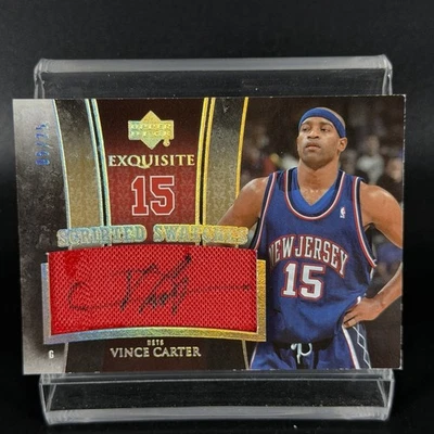 Vince Carter 2005-06 UD Exquisite Collection Scripted Swatches Patch Auto /25 - Image 1 of 4