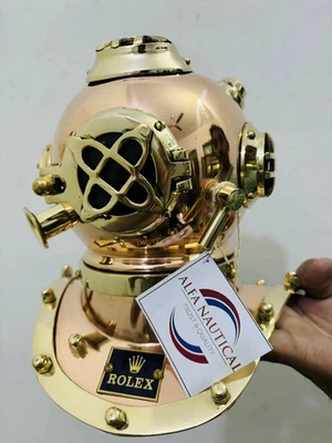 全黄铜铜质劳力士潜水头盔展示广告潜艇头盔 — 第 1/4 张图片