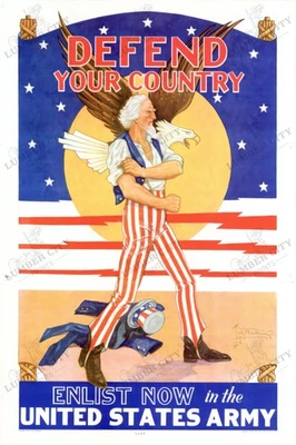 Arte póster de reclutamiento defiende tu país tío Sam 1943 ejército de Estados Unidos Segunda Guerra Mundial Foto 1 de 4