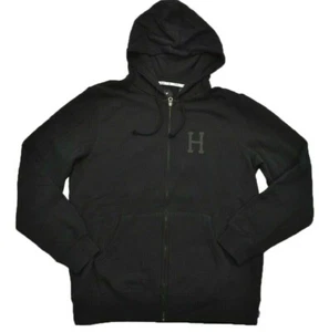 Huf CLASSIC H ZIP UP Black Cotton Blend Front Pockets Men's Hoodie - Picture 1 of 3