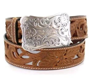 Angel Ranch Echtleder 1,5" filigran Cutout Gürtel mit Schnalle Western Gr. S Neu mit Etikett - Bild 1 von 7