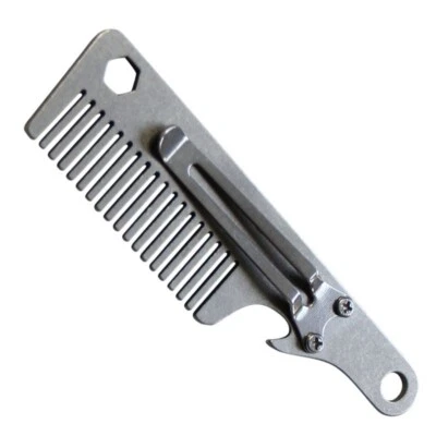 Aleación de Titanio Multi Herramientas Peine de Bolsillo Portátil Exterior Llavero Cuidado del Cabello EDC Foto 1 de 4
