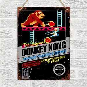 Letrero de pared de metal retro de colección Donkey Kong placa arte arcade juegos Nintendo NES - Imagen 1 de 5