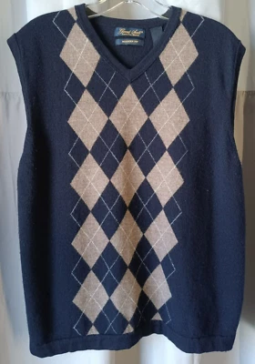 Chaleco Suéter Garret Scott Extra Fino Lana Merino Calce Moderno Azul Marino Para Hombres Grande Foto 1 de 4