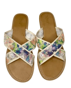 Toms Viv Batik flache Slipper Freizeit Sandale Häkelriemen Damengröße 10 - Bild 1 von 9