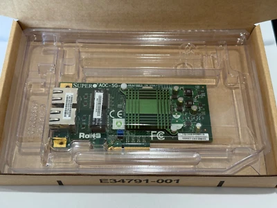NO BRAKETS Supermicro AOC-SG-I2 Dual Port 2x 1GbE Ethernet LAN PCIe - Image 1 of 2