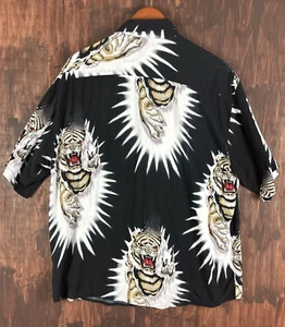 Montello Black 100 Tigers Hawaiian Aloha Shirt Avanti Spooner Kahala Luau koi - Picture 1 of 10