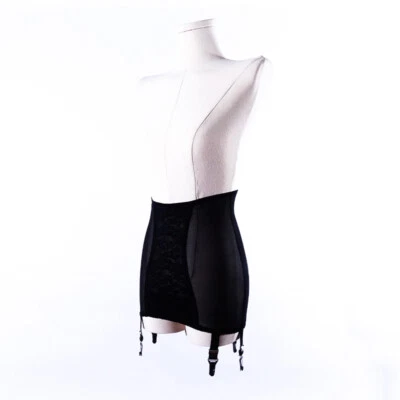 Allacki 6 Straps High Waist Pull On Girdle Floral Lace Panel Garter Belt - Image 1 of 4