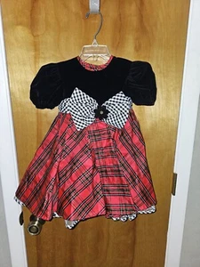 Fancy Pageant Little Girls Black Velour, Plaid & Checkered Fanciful Dress-Size 2 - Picture 1 of 8