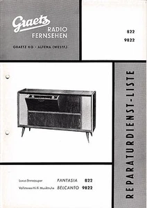 Manuale di servizio - Manuale di servizio per Graetz Fantasia 822,Belcanto 9822  - Foto 1 di 1