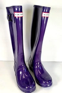 Hunter Original Tall Womens Knee High Wellington Boots Purple Grape UK Size 3 - Picture 1 of 8