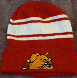 Hit Wear One Size Red And White Bulldog Winter Beanie Hat - Picture 1 of 4