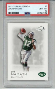 2011 TOPPS LEGENDS JOE NAMATH CARD NEW YORK JETS PSA 10 LOW POP 7 RARE - Picture 1 of 2