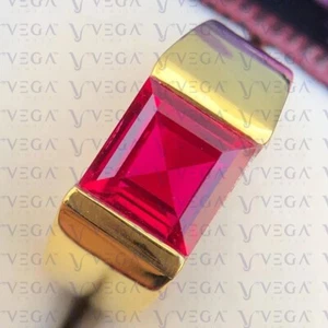 5.00Ct Asscher Cut Natural Red Ruby Solitaire Men's Ring 18k Yellow Gold Plated - Picture 1 of 13