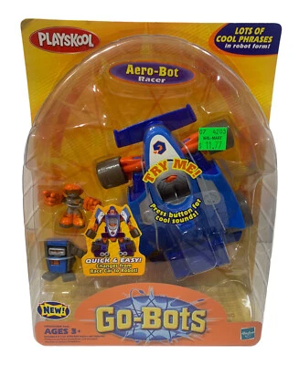 NIP Playskool 2002 Aero-Bot Racer Transformers Go-Bots Vintage Transforming Car - Image 1 of 4