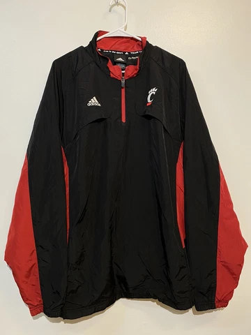 Adidas Cincinnati Bearcats Climaproof Vented 1/4 Zip Windbreaker Jacket Adult XL Cover