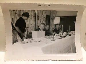 Dinner Party 1959 Head Table Candlestick Retro Curtain Vintage Photo Snapshot - Picture 1 of 2