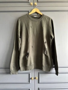 Good Deal! Sandro Distressed Army Green Sweater - Picture 1 of 3