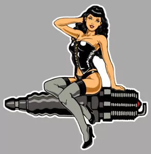 BETTY PAGE left PIN UP BOUGIE / Spark gauche Sticker vinyle laminé - Bild 1 von 1