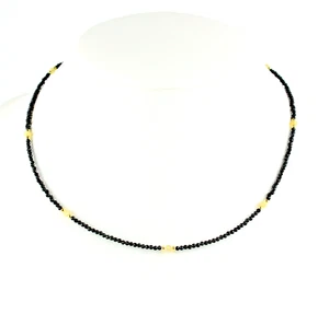 Black Spinel Necklace with Welo Opal Gemstone Necklace Color Play Fine Cut 45 cm - Picture 1 of 2